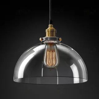 Подвесной дизайнерский светильник  20th C. Factory Filament Clear Glass Dome Pendant by Restoration Hardware LSR5800V1