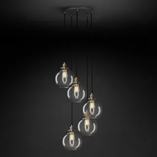 Подвесной дизайнерский светильник  20th C. Factory Filament Clear Glass Caf? Round Pendant by Restoration Hardware LSR5796V1