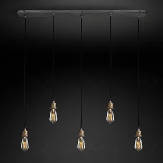 Подвесной дизайнерский светильник  20th C. Factory Filament Bare Bulb Rectangular Pendant by Restoration Hardware LSR5785V1