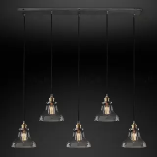 Подвесной дизайнерский светильник  20th C. Factory Filament Smoke Glass Boulangerie Rectangular Pendant by Restoration Hardware LSR5818V1