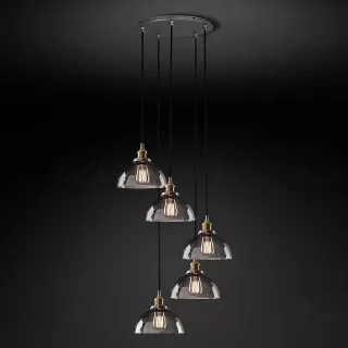 Подвесной дизайнерский светильник  20th C. Factory Filament Smoke Glass Dome Round Pendant by Restoration Hardware LSR5828V1