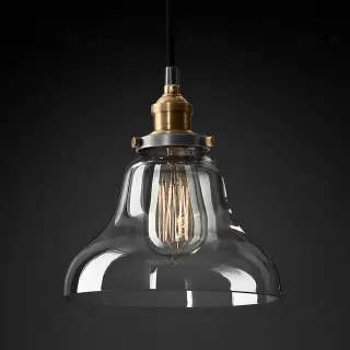 Подвесной дизайнерский светильник  20th C. Factory Filament Clear Glass Boulangerie Pendant by Restoration Hardware LSR5791V1