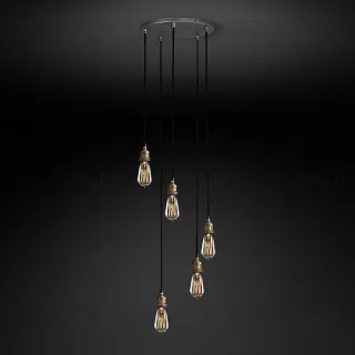 Подвесной дизайнерский светильник  20th C. Factory Filament Bare Bulb Round Pendant by Restoration Hardware LSR5786V1