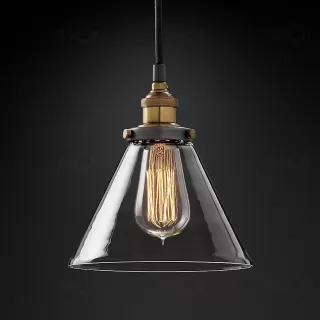 Подвесной дизайнерский светильник  20th C. Factory Filament Clear Glass Funnel Pendant by Restoration Hardware LSR5803V1