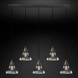 Подвесной дизайнерский светильник  20th C. Factory Filament Clear Glass Boulangerie Rectangular Pendant by Restoration Hardware LSR5792V1