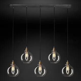 Подвесной дизайнерский светильник  20th C. Factory Filament Clear Glass Caf? Rectangular  Pendant by Restoration Hardware LSR5795V1