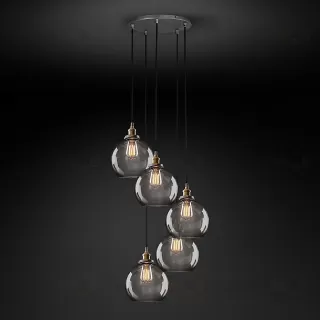 Подвесной дизайнерский светильник  20th C. Factory Filament Smoke Glass Caf? Round   Pendant by Restoration Hardware LSR5822V1