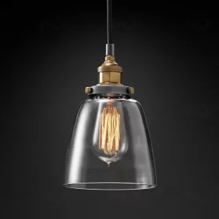 Подвесной дизайнерский светильник  20th C. Factory Filament Clear Glass Cloche Pendant by Restoration Hardware LSR5797V1