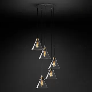 Подвесной дизайнерский светильник  20th C. Factory Filament Clear Glass Funnel Round  Pendant by Restoration Hardware LSR5805V1