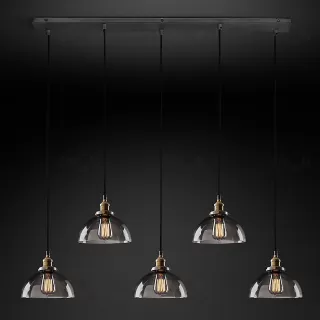 Подвесной дизайнерский светильник  20th C. Factory Filament Smoke Glass Dome Rectangular  Pendant by Restoration Hardware LSR5827V1