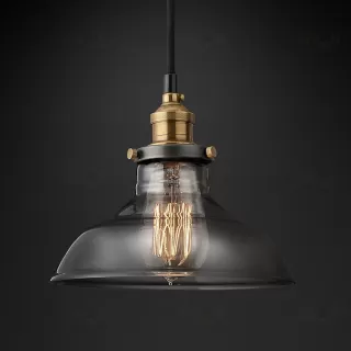 Подвесной дизайнерский светильник  20th C. Factory Filament Smoke Glass Barn Pendant by Restoration Hardware LSR5814V1