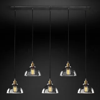 Подвесной дизайнерский светильник  20th C. Factory Filament Clear Glass Dome Rectangular Pendant by Restoration Hardware LSR5801V1