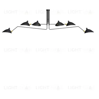 Потолочный дизайнерский светильник  Six Arms by Serge Mouille (черный) LSR8134V1