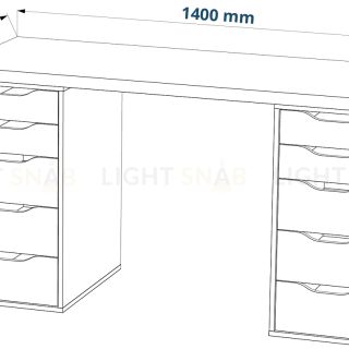 Стол письменный Ингар белый, 140x75, с двумя тумбами S00470