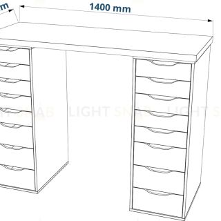 Стол письменный Ингар белый, 140x75, с двумя высокими тумбами S00487