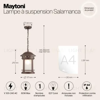 Подвесной уличный светильник Maytoni O031PL-01BR O031PL-01BR