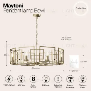 Подвесная люстра Maytoni H009PL-08G H009PL-08G