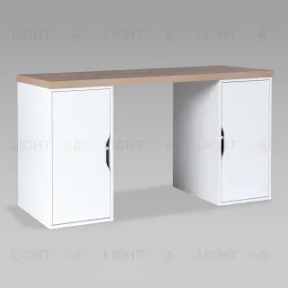 S01576 ИНГАР 2/ДВ/ДВ стол письменный 140x75x55, дуб беленый/белый S01576