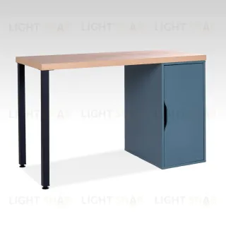 S01521 ИНГАР 1/ДВ/T стол письменный 120x75x55, дуб беленый/серо-бирюзовый/черный S01521