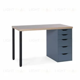 S01378 Ингар 1/5Т стол письменный 120x75x55, дуб беленый/серо-бирюзовый/черный S01378