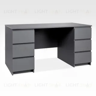 2.03.06.040.4 КАСТОР стол письменный 6 ящиков 151х65 RU серый 2.03.06.040.4