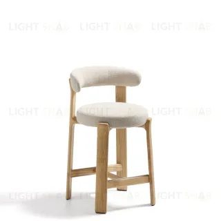 Полубарный стул Granite из бежевого шенилла и ясеня с натуральной отделкой 65 см 301967