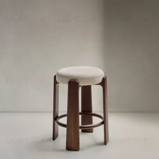 Granite Полубарный табурет из бежевого шенилла и массива ясеня в отделке орех 65 см 420253