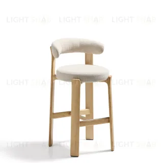 Барный стул Granite из бежевой синели и ясеня с натуральной отделкой 75 см 301971