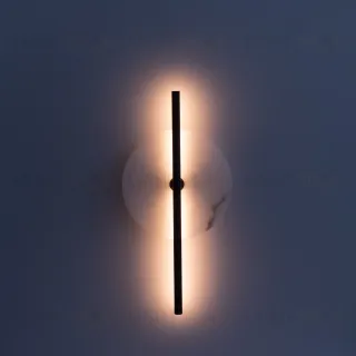 Бра Point черный металл с диском из белого мрамора 280476