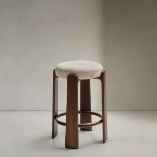 Granite Барный табурет из бежевого шенилла и массива ясеня в отделке орех 75 см 420263