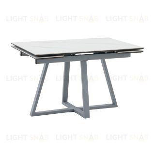 Стол Керас 120-180/80/75 столешница МДФ16/керамика Snow white подстолье металл серый УТ000041935