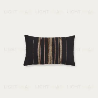 Чехол для подушки Sairu из льна черного цвета с бежевой вышивкой 30 x 50 см 262055