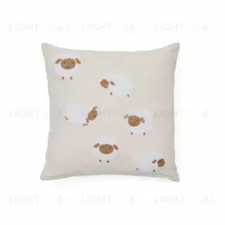 Чехол для подушки Milu из бежевого хлопка с вышивкой с овцами 45 x 45 см 210386