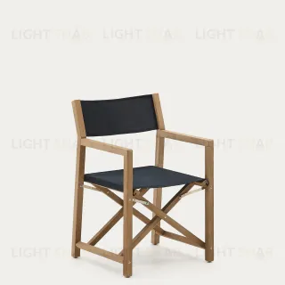 Складное уличное кресло Vilara из акации и текстиля черного цвета 262381