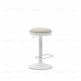 Табурет Zaib из бежевой синели и белой матовой стали, высота 58-80 см. 166643