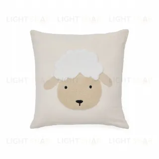 Чехол для подушки Milu из бежевого хлопка с вышивкой в виде овцы 45 x 45 см 210388