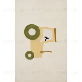 Ковер Pecky бежевый 100% хлопок с рисунком трактора 90 x 150 см 210436