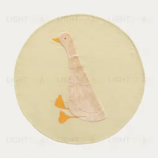 Ковер Milu зеленый хлопок с рисунком гуся Ø 100 см 210396