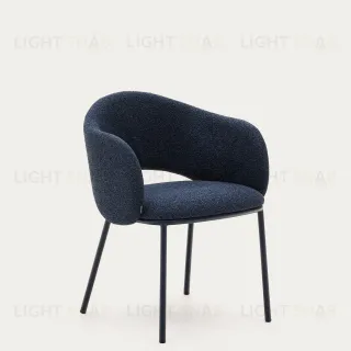 Стул Maina из плотной синей шенилловой ткани и стальными ножками с синей отделкой 209221