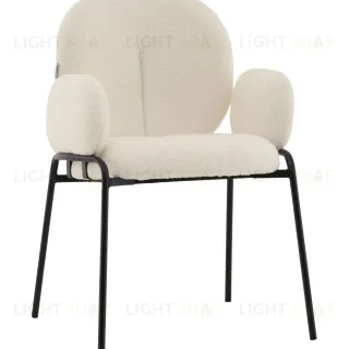 Стул с подлокотниками Моллек букле молочный УТ000041634