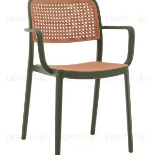 Стул Yona пластиковый с подлокотниками зелёный УТ000040845