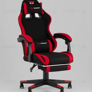 Кресло спортивное TopChairs Prophet с оттоманкой ткань черно-красный УТ000039482