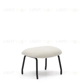 Belina Пуф для ног из белой ткани букле и стали с черной отделкой 178040