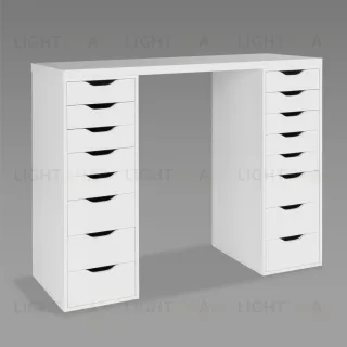 Стол письменный Ингар белый, 140x75, с двумя высокими тумбами S00487