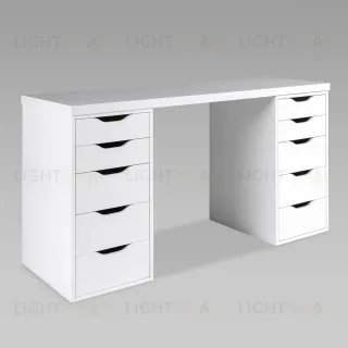 Стол письменный Ингар белый, 140x75, с двумя тумбами S00470