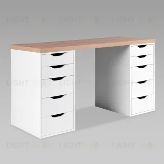 Стол письменный Ингар 2/55 140x75x55, дуб беленый/белый S00920