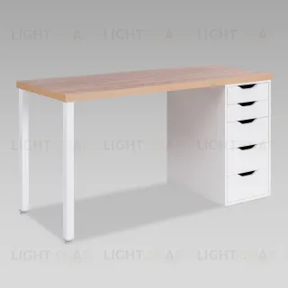 Стол письменный Ингар 2/5Т 140x75x55, дуб беленый/белый S00906