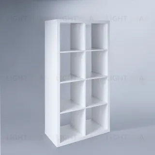 Стеллаж Фора 8, прямоуголной формы с двумя рядами ячеек, тамбурат, цвет белый S00036