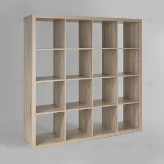 Стеллаж Фора 16, широкий стеллаж с открытыми ячейками, тамбурат, цвет дуб беленый S00685