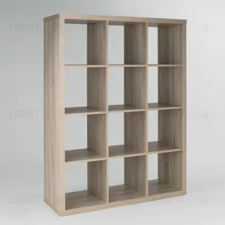 Стеллаж Фора 12, широкий стеллаж с открытыми ячейками, тамбурат, цвет дуб беленый S00661